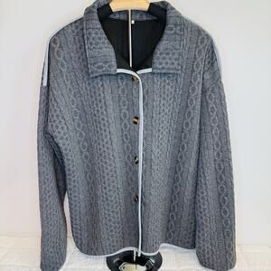 Women’s Chunky Gray Cable-Knit Button Down Cardigan Sweater Size XL